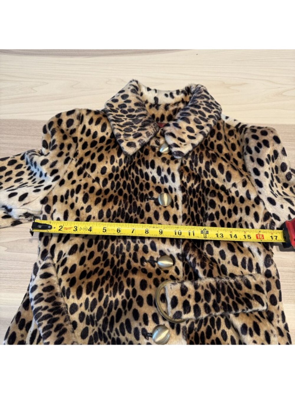 Fur Method Vintage Animal Print Long Sleeve Belted Coat Women's Size Medium - Picture 5 of 6